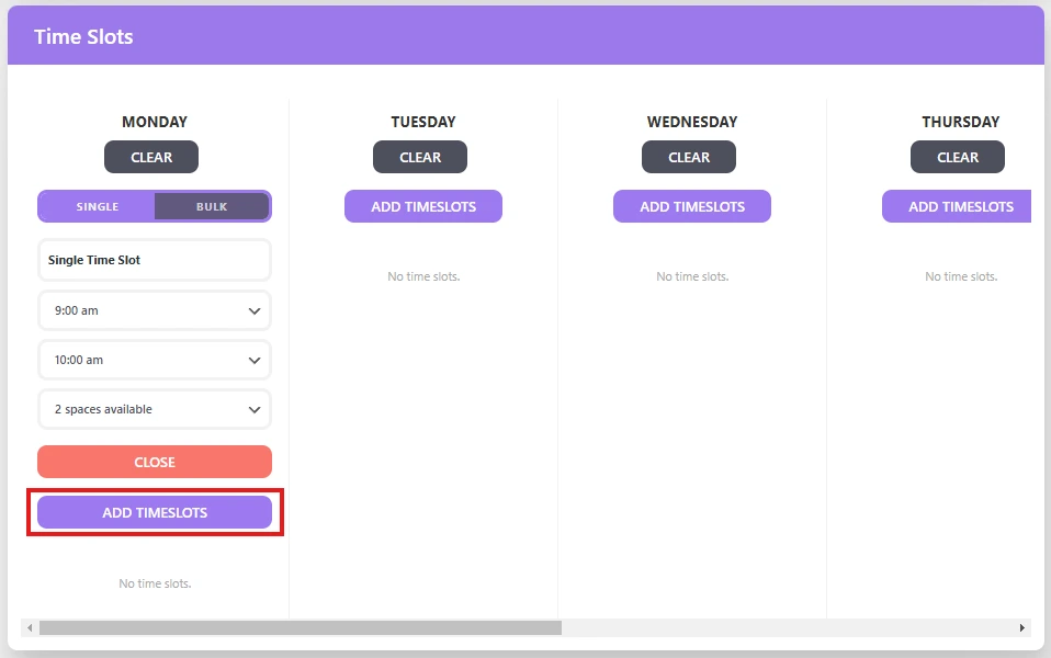 Calendar settings