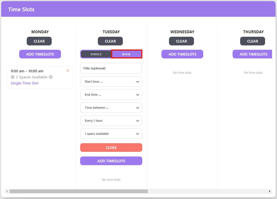 Calendar settings