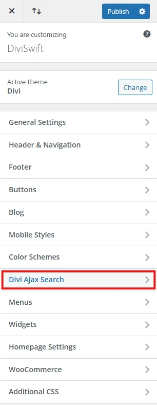 Ajax Search settings