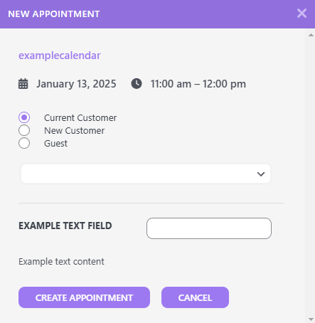 Appointment from admin panel