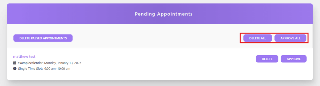 Approval of booked appointments